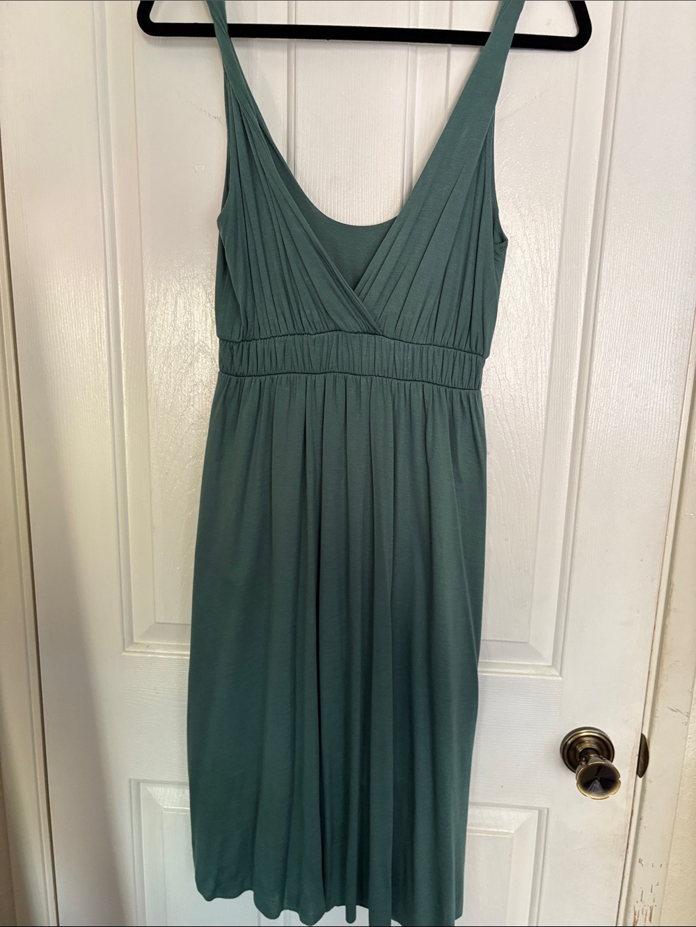 Sleeveless Sage Green V-Neck Dress